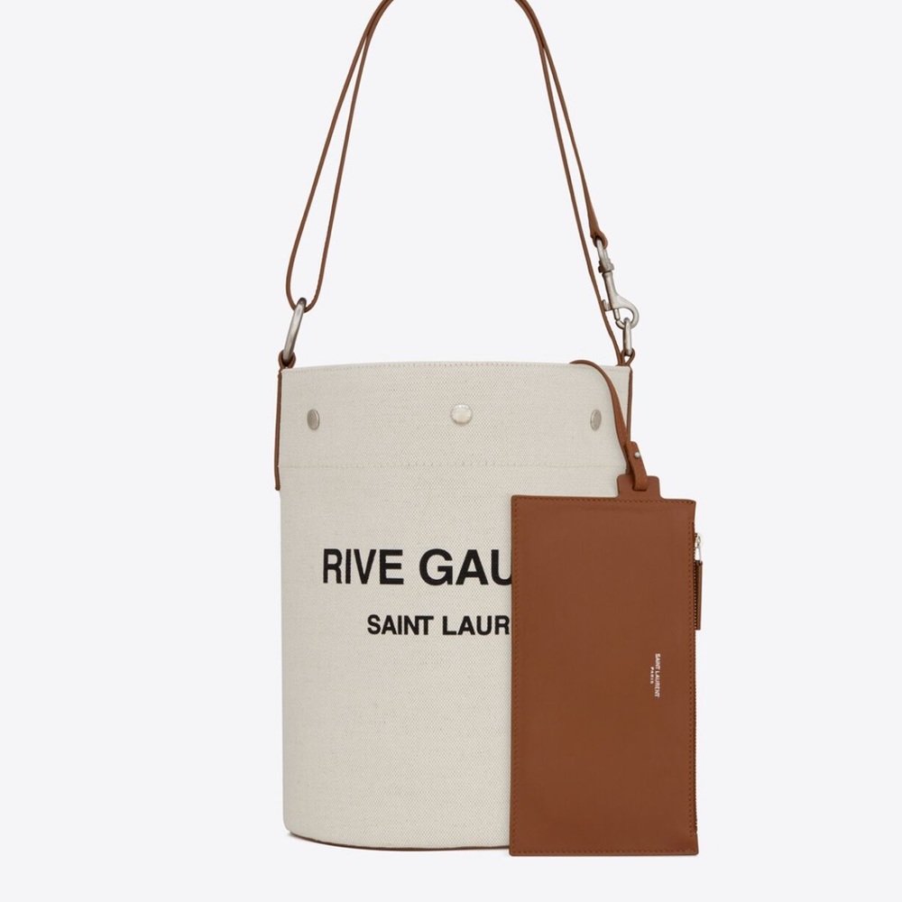 SAINT LAURENT RIVE GAUCHE BUCKET BAG IN LINEN - Picture 2 of 12